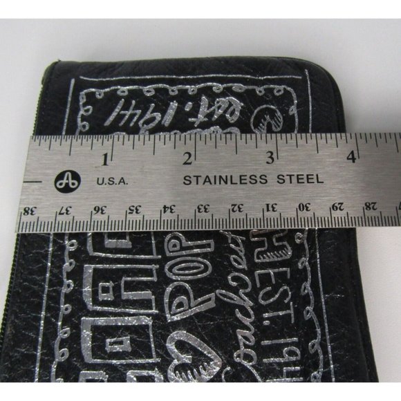 Vintage Coach Poppy Black And Silver Wristlet Purse 6" - Picture 9 of 12